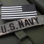 U.S. Navy patch with black-and-white American flag.